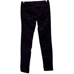 ELLE Purple Velvet Pants Low-Rise Paisley Pattern Women's Size 2R (READ)